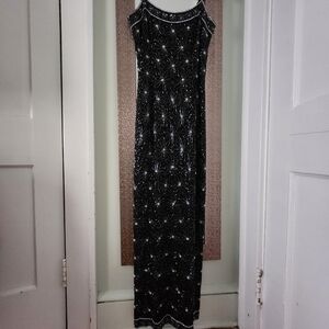 Hollywood Glamour Black/Silver Hand Beaded Gown Size 2